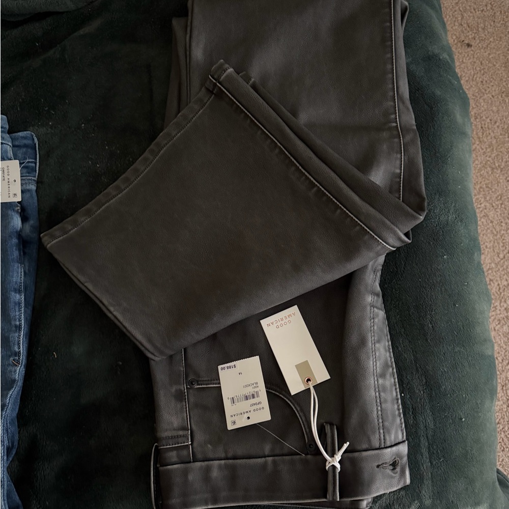 Good American Bootcut Faux Leather Jeans - Black